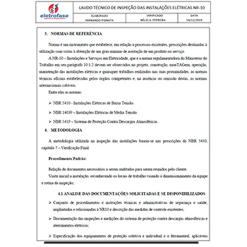 Laudo elétrico NR 10 / NBR 5410 em Jundiaí